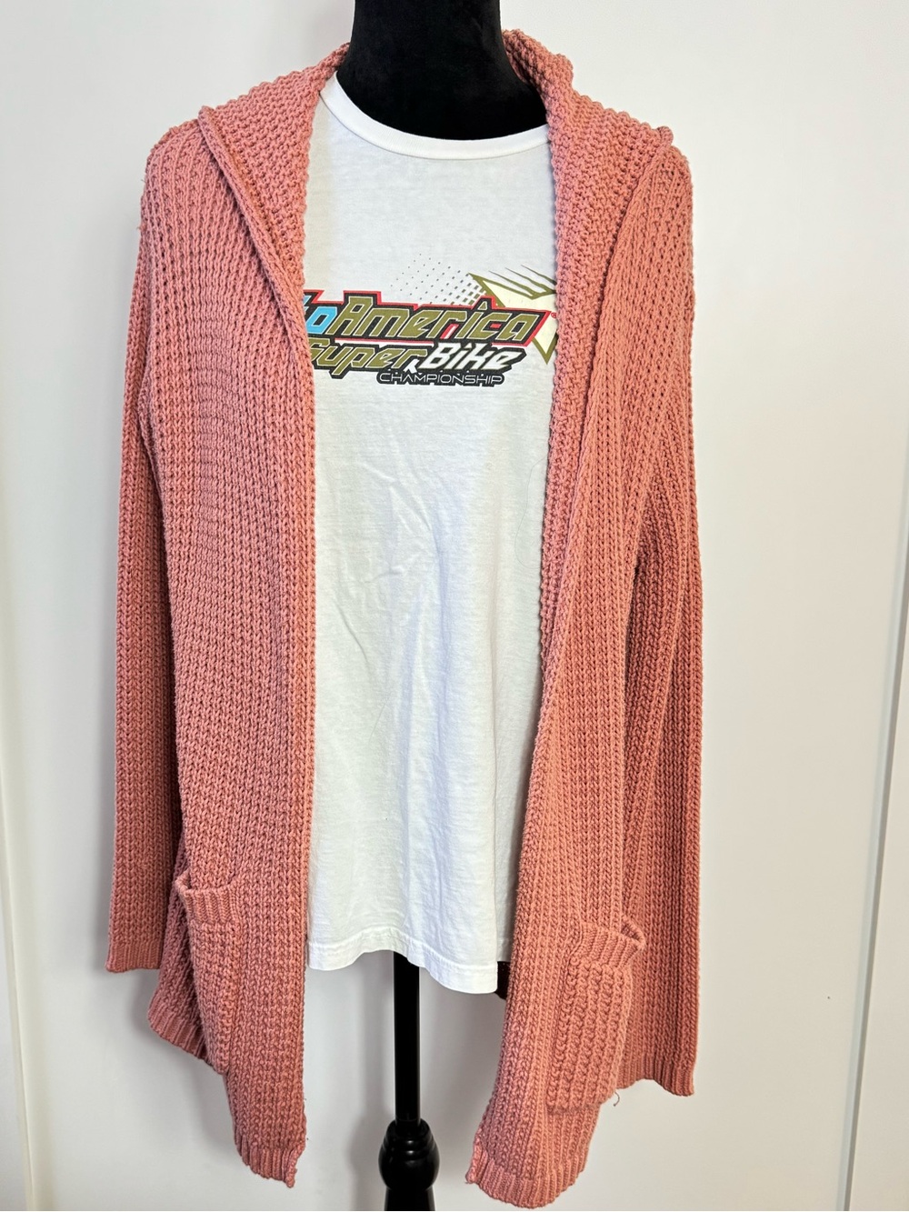 Hollister Women's Hooded Open Cardigan Sweater - Dusty Rose